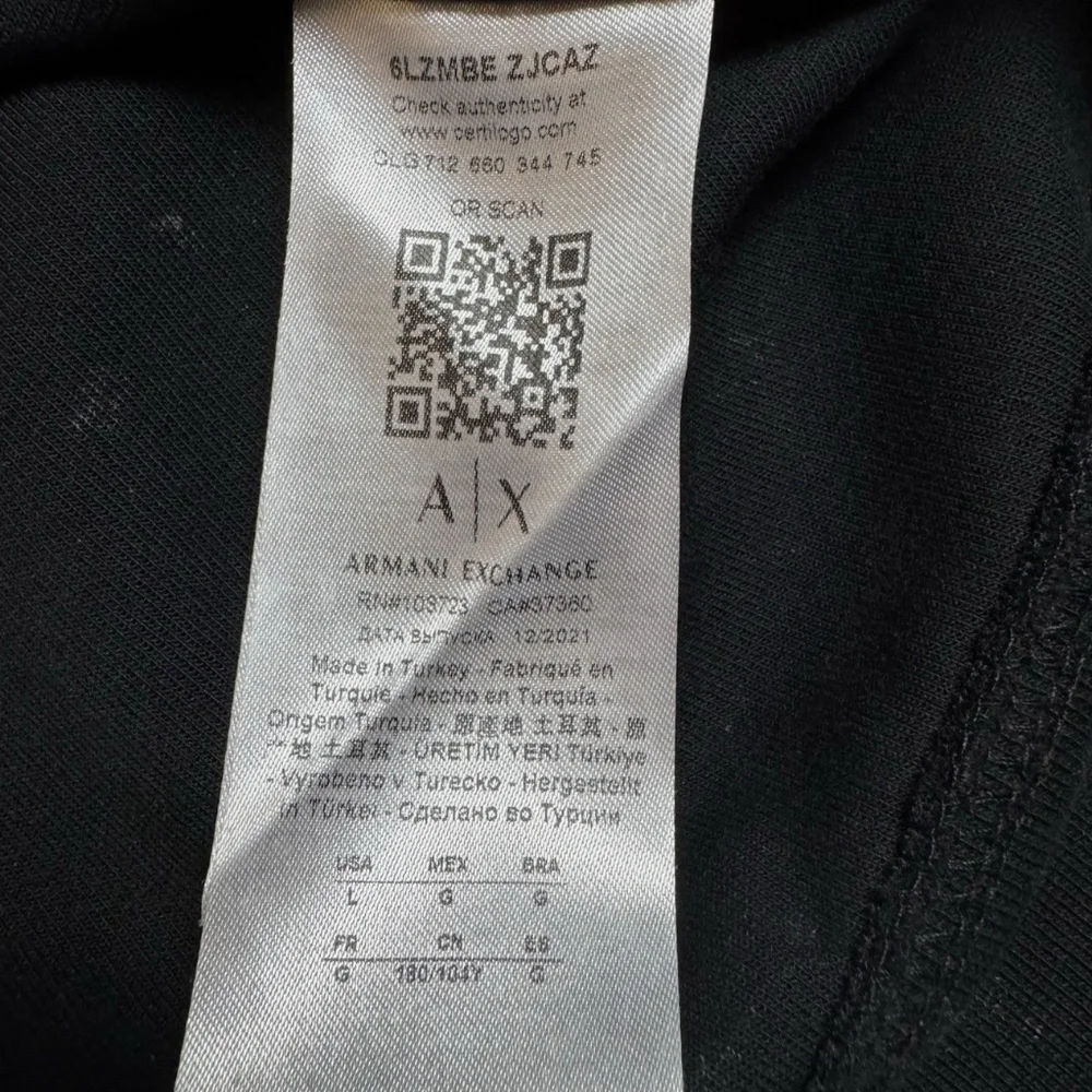 Armani Exchange Sweater Men’s Large Long Sleeve Black Pullover Brand Logo - Picture 10 of 10